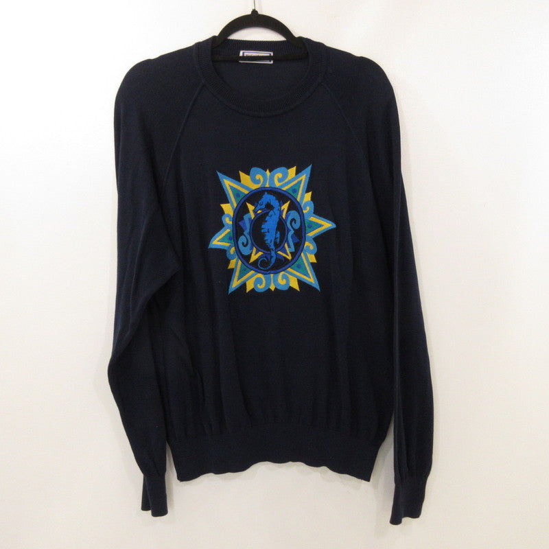 【中古】YVES SAINT LAURENT | イヴ・サンローラン タツノオトシゴ セーター ネイビー サイズ:M