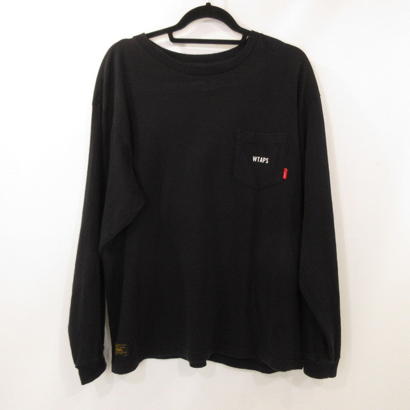 【中古】W)TAPS | ダブルタップス LONG SLEEVE DESIGN 02 TEE クロスボーン 長袖Tシャツ 162ATDT-CSM06S ブラック