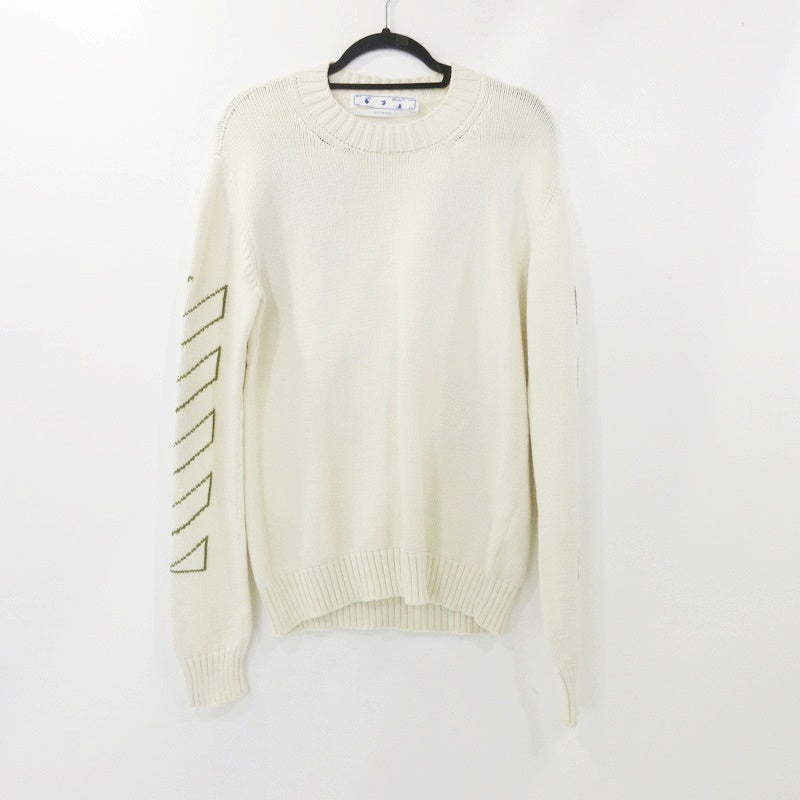 【中古】OFF-WHITE | オフホワイト ARROW DIAG OUTLINE セーター OMHE087F21KNI001 ホワイト サイズ:M