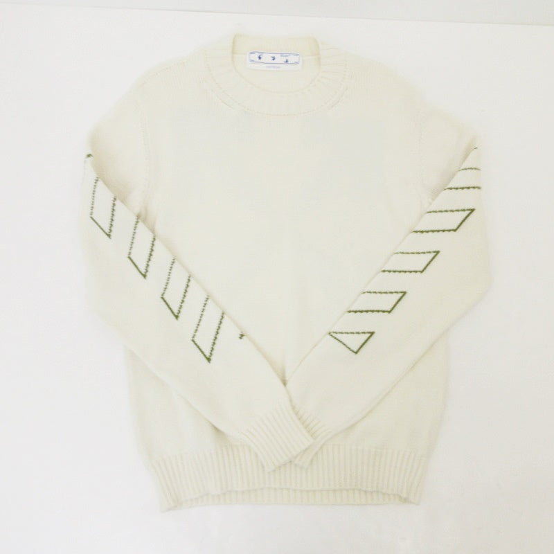 【中古】OFF-WHITE | オフホワイト ARROW DIAG OUTLINE セーター OMHE087F21KNI001 ホワイト サイズ:M
