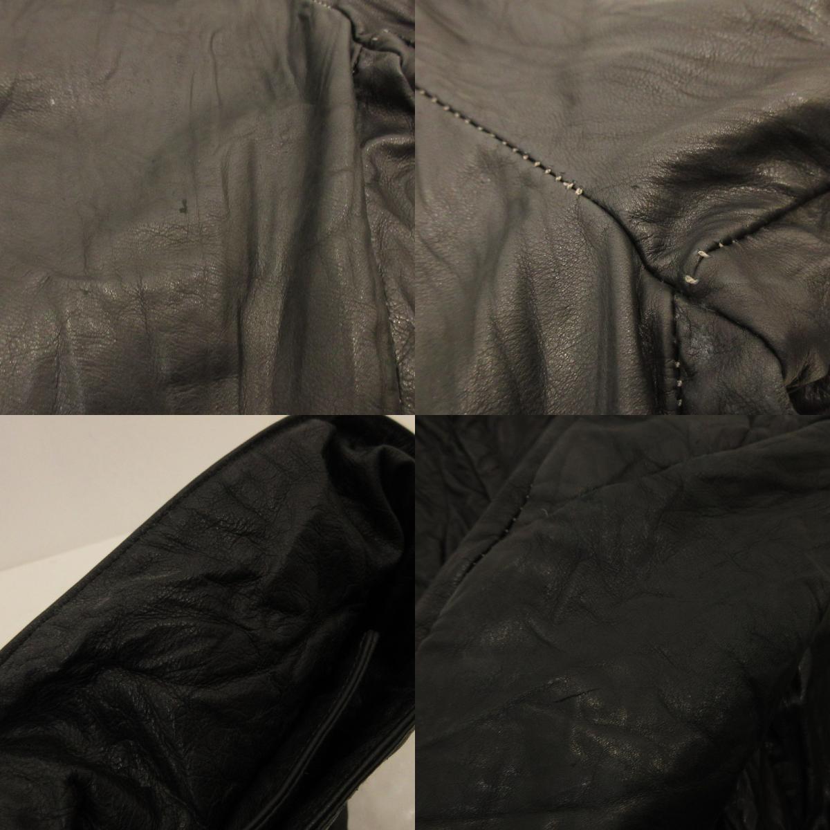 【中古】 CARF LEATHER HIGH NECK BIAS ZIP DOWN BLOUSON レザー 11327-4440 ブラック サイズ:XS