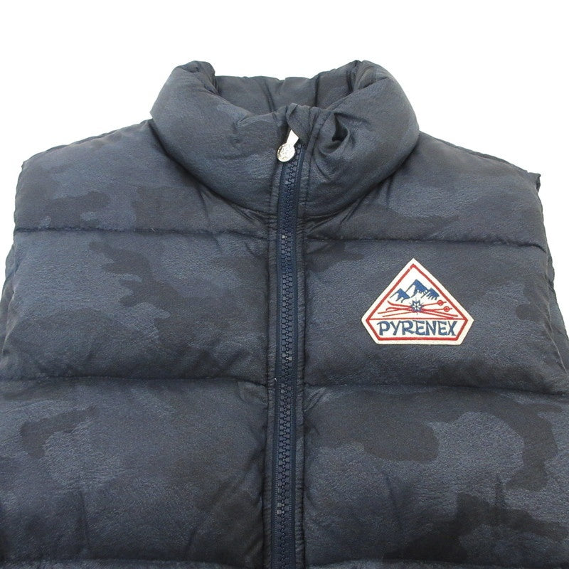 【中古】Pyrenex | ピレネックス CAMO BLUE PRINT ダウンベスト HUS012 ネイビー サイズ:M