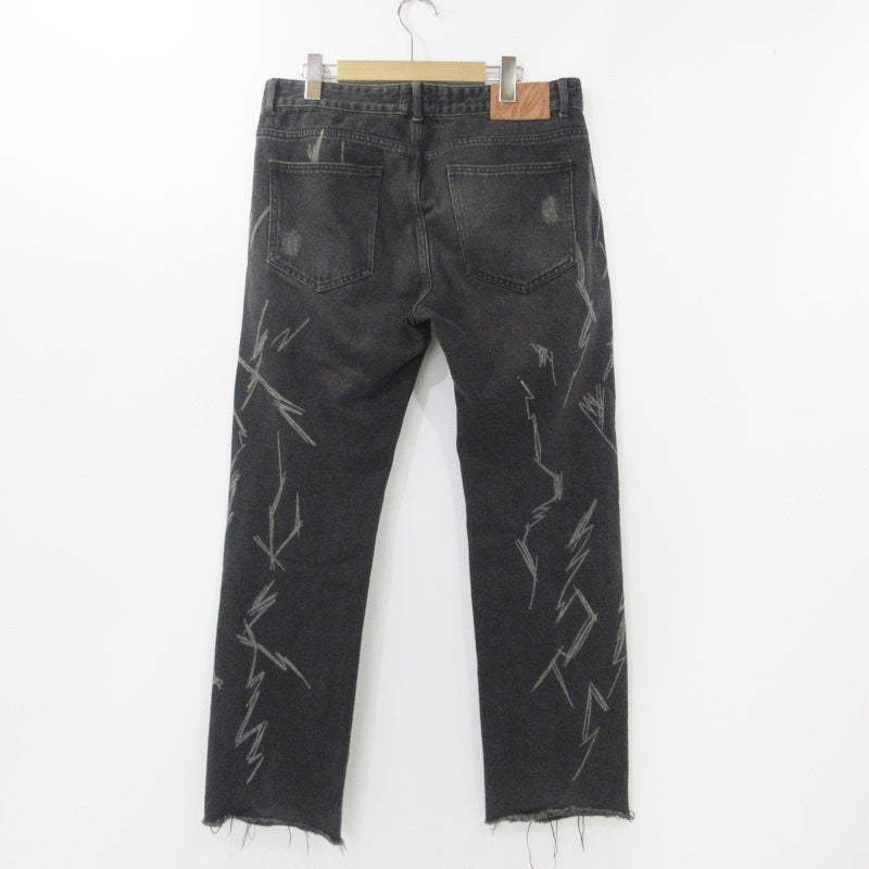 【中古】MAISON EMERALD | メゾンエメラルド LOOSE WASHED BLACK JEANS デニムパンツ ブラック サイズ:L