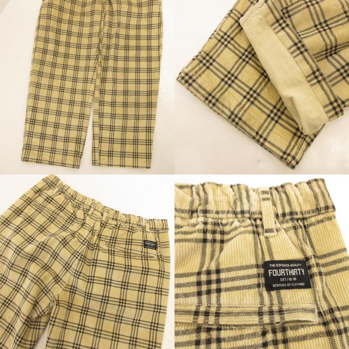 430 - FOURTHIRTY - | FOURTHIRTY BT-L CORD CHECK CHINO Pants 23-167 Beige Size: 2