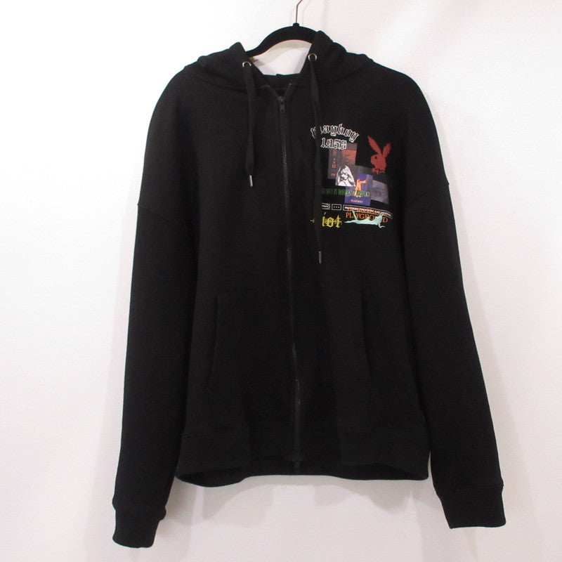 【中古】GENZAI | ゲンザイ Collage Zip Hoodie パーカー GZ1129 ブラック サイズ:XL