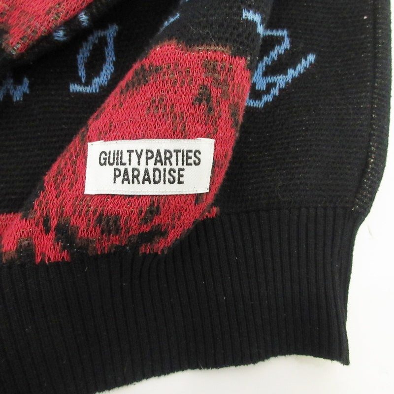 【中古】WACKOMARIA | ワコマリア ROSE JACQUARD SWEATER セーター 22FWE-WMK ブラック サイズ:L