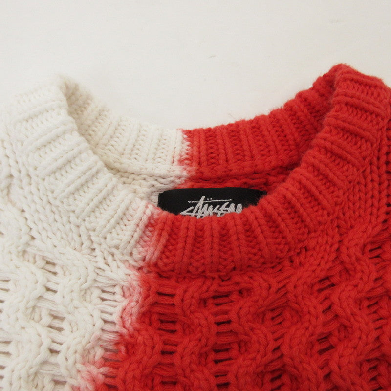 【中古】STUSSY | ステューシー Tie Dye Fisherman Sweater セーター 117188 レッド サイズ:M