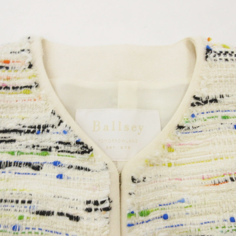 【中古】BALLSEY | ボールジー コットンナイロンツイードノーカラージャケット その他アウター 11-07-81-07131 ホワイト サイズ:36