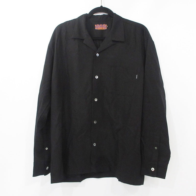 【中古】APHRODITE GANG | アプロディーテギャングアフロディーテギャング LOGO L/S OPEN COLLAR SHIRT 半袖シャツ ブラック サイズ:L