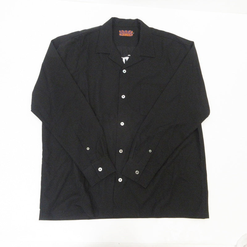 【中古】APHRODITE GANG | アプロディーテギャングアフロディーテギャング LOGO L/S OPEN COLLAR SHIRT 半袖シャツ ブラック サイズ:L
