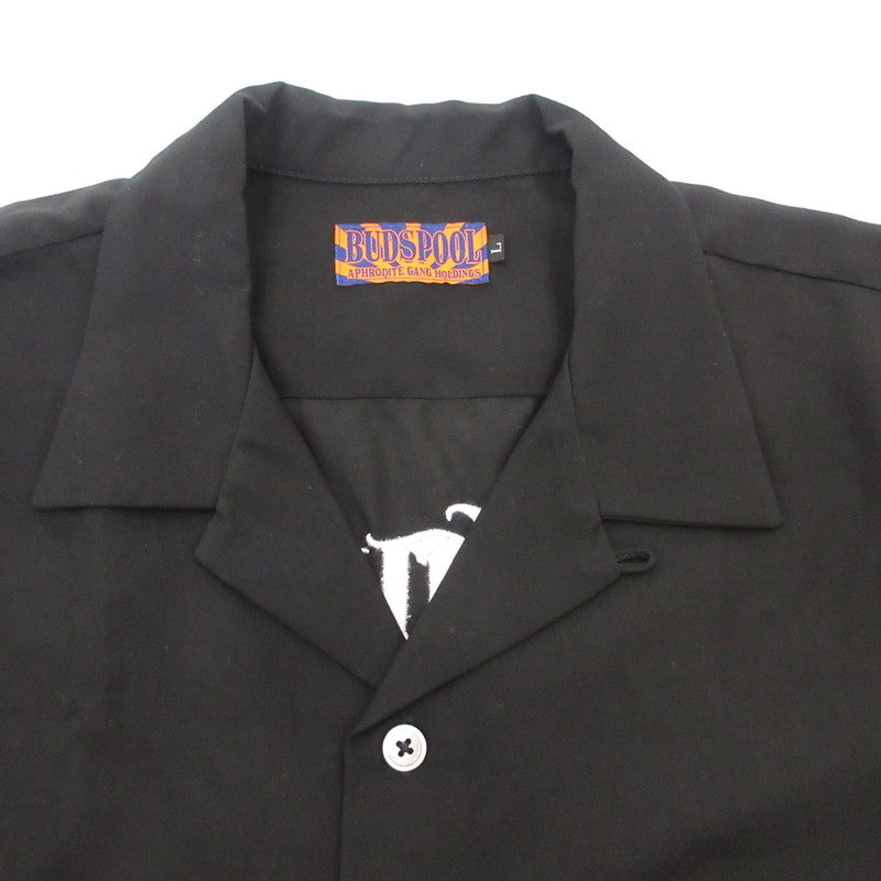 【中古】APHRODITE GANG | アプロディーテギャングアフロディーテギャング LOGO L/S OPEN COLLAR SHIRT 半袖シャツ ブラック サイズ:L