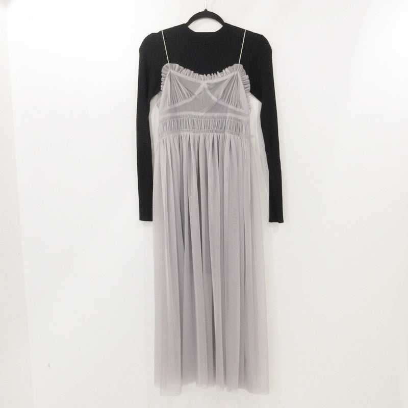 【中古】Lily Brown | リリーブラウン ニットビスチェドッキングワンピース ワンピース LWFO241108 2024S/S サイズ:F ブラック