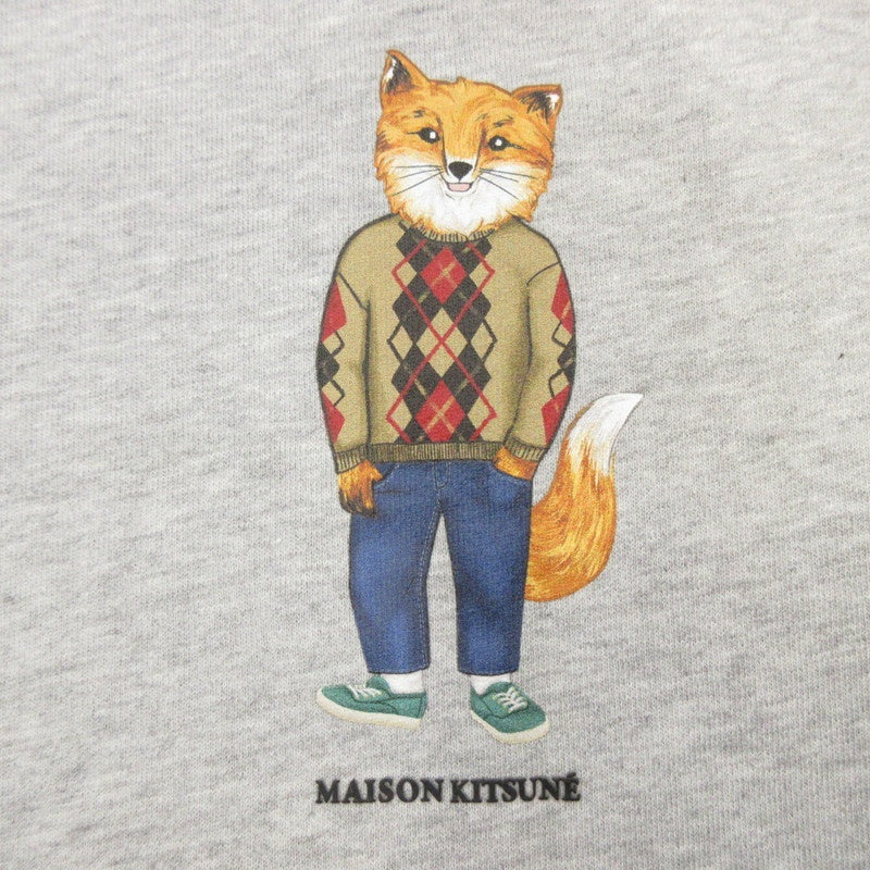 【中古】MAISON KITSUNE | メゾンキツネ Dressed Fox Regular Hoodie パーカー LM00304KM0001 グレー サイズ:S