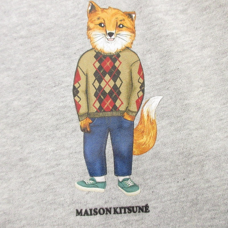 【中古】MAISON KITSUNE | メゾンキツネ Dressed Fox Regular Hoodie パーカー LM00304KM0001 グレー サイズ:L