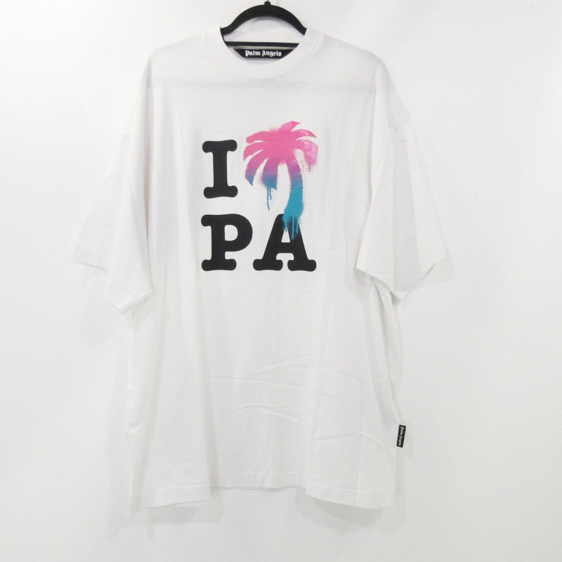 【中古】Palm Angels | パームエンジェルス I Love Pa Classic Tee 半袖Tシャツ PMAA066S23JER002 ホワイト サイズ:M