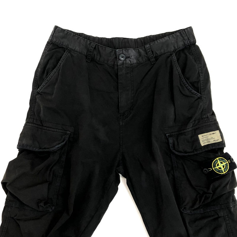 【中古】STONE ISLAND | ストーンアイランド COTTON POPLIN STREACH CARGO PANT カーゴパンツ 721531403 ブラック