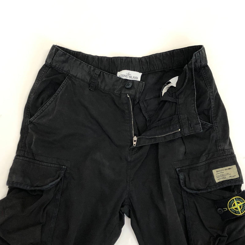 【中古】STONE ISLAND | ストーンアイランド COTTON POPLIN STREACH CARGO PANT カーゴパンツ 721531403 ブラック