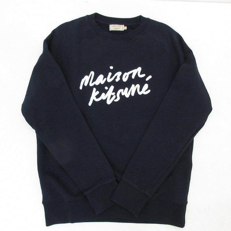 【中古】MAISON KITSUNE | メゾンキツネ HANDWRITING CLEAN SWEATSHIRT スウェット FM00352KM0001 国内正規品 ネイビー サイズ:M