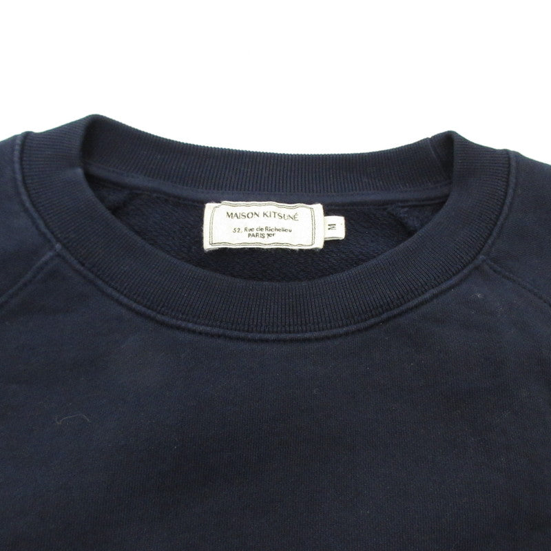 【中古】MAISON KITSUNE | メゾンキツネ HANDWRITING CLEAN SWEATSHIRT スウェット FM00352KM0001 国内正規品 ネイビー サイズ:M