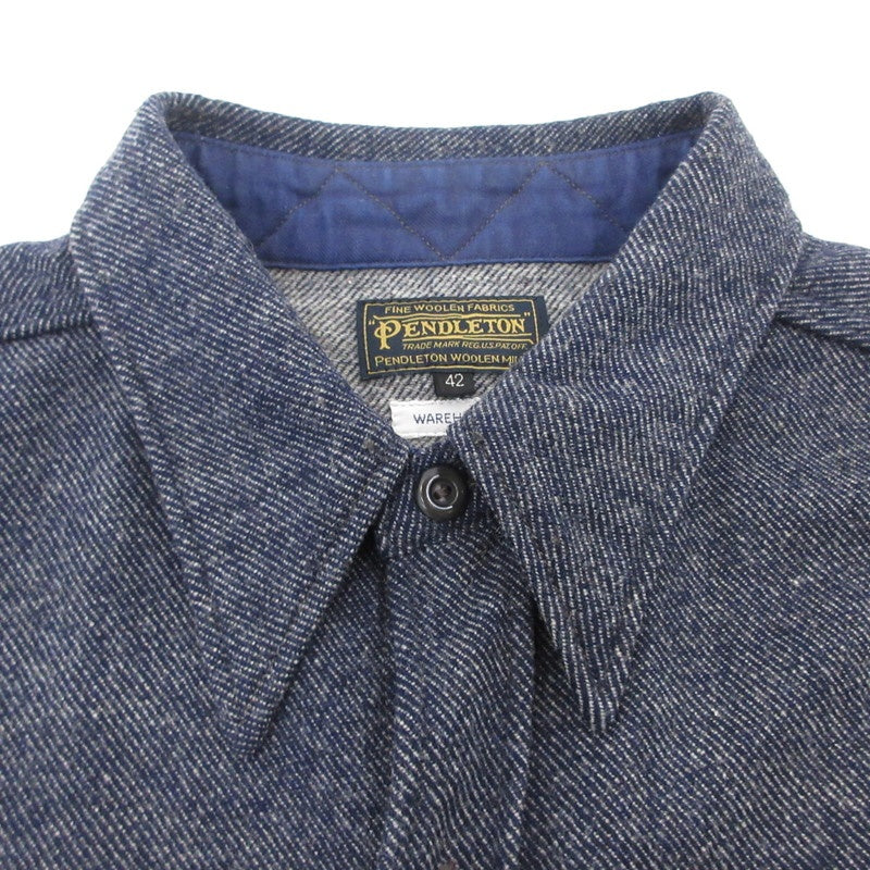 【中古】WARE HOUSE | ウェアハウス ウエアハウス CLASSICS WOOL SHIRTS 長袖シャツ ネイビー サイズ:42