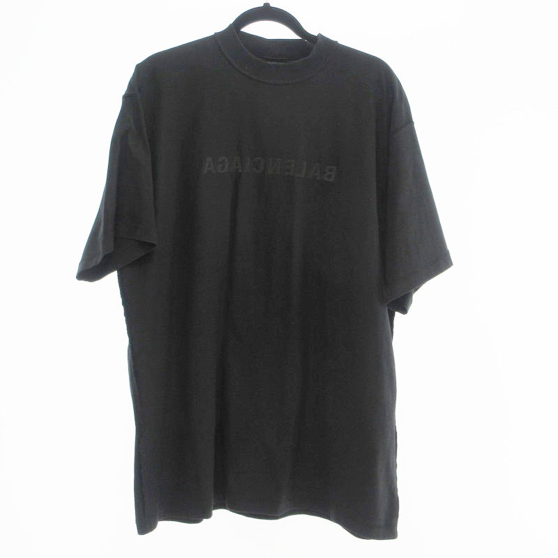 【中古】BALENCIAGA | バレンシアガ インサイドアウトロゴ 半袖Tシャツ 720198 TNVR5 国内正規品 ブラック サイズ:L