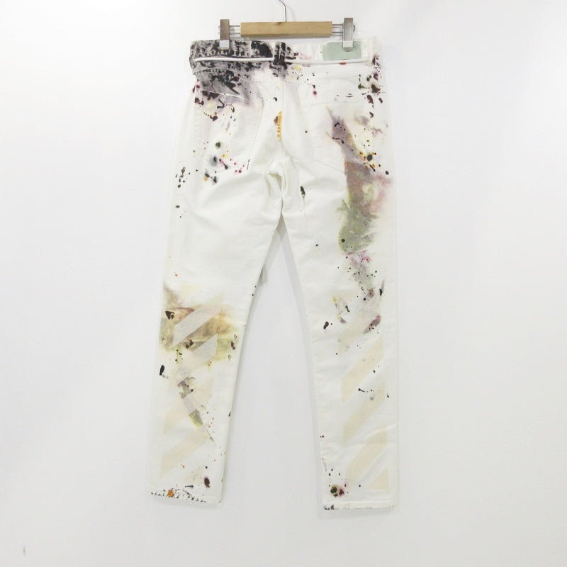 【中古】OFF-WHITE | オフホワイト PAINT SPLASH JEANS デニムパンツ OMYA011F19D08024 サイズ:W:32CM ホワイト