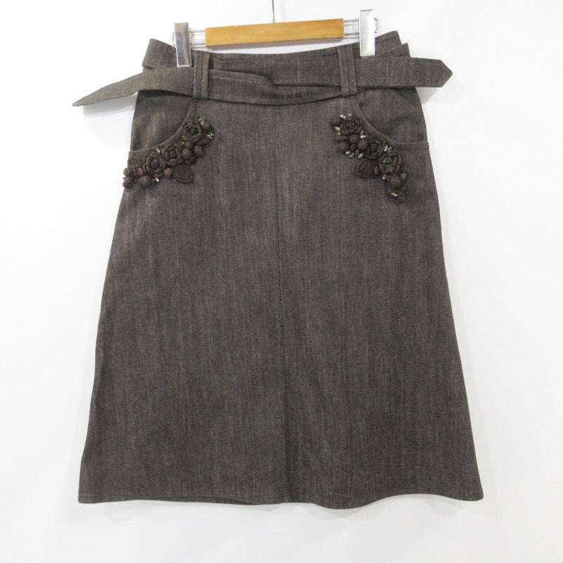 【中古】MAX MARA | マックスマーラ 花装飾付デニムスカート スカート 株式会社OTS ブラウン サイズ:38