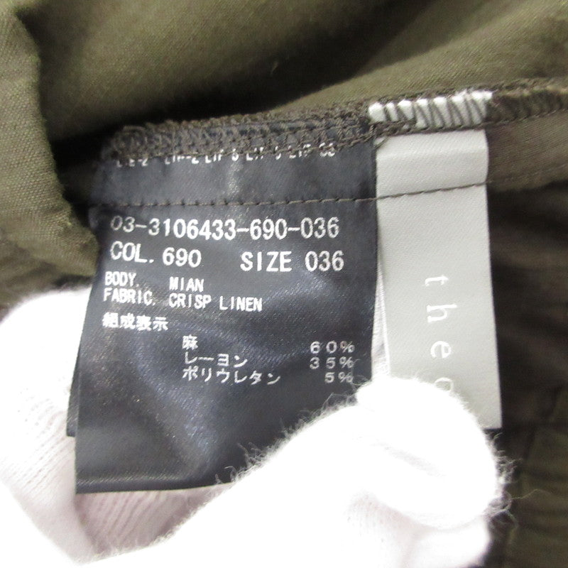 【中古】theory | セオリー ウォッシャブルリネンストレッチパンツ パンツ 3106433 カーキ サイズ:36