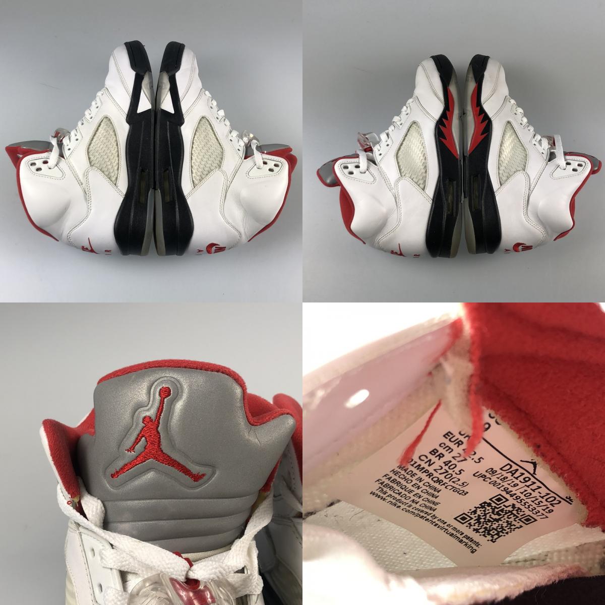 【中古】NIKE | ナイキ AIR JORDAN 5 RETRO “FIRE RED” スニーカー DA1911-102 ホワイト 27cm