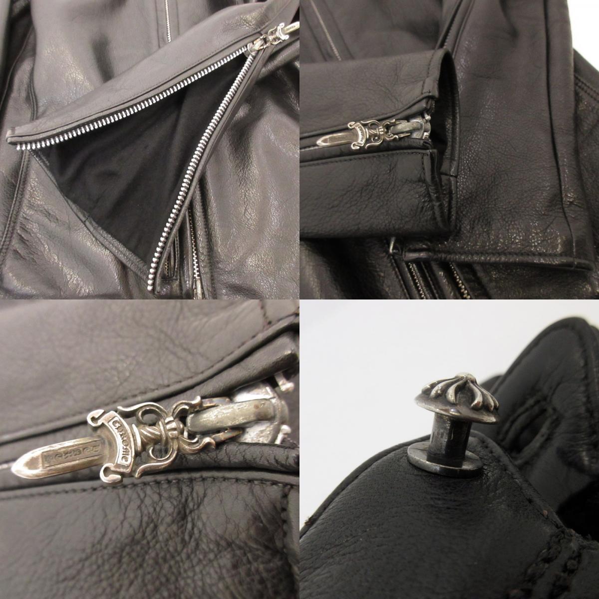 【中古】CHROME HEARTS | クロムハーツ RACING2 レザー 2225-304-6062 国内正規品 ブラック サイズ:M