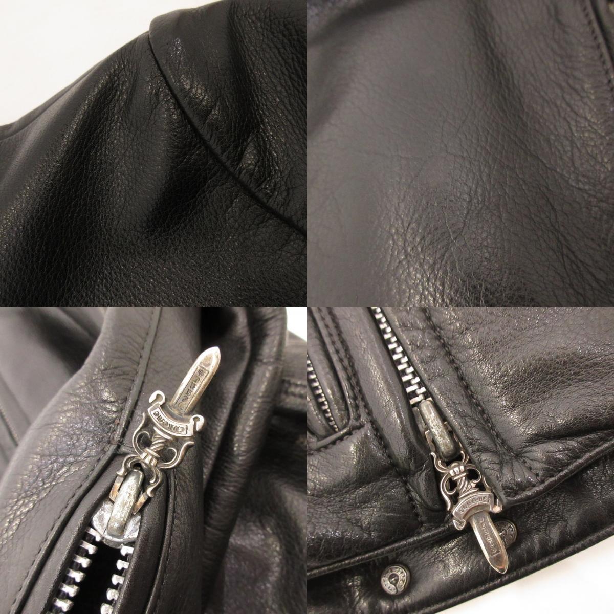 【中古】CHROME HEARTS | クロムハーツ RACING2 レザー 2225-304-6062 国内正規品 ブラック サイズ:M