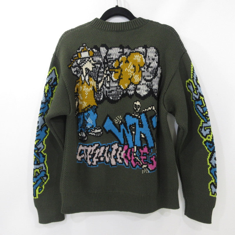 【中古】OFF-WHITE | オフホワイト セーター OMHE136F22KNI001 並行品 オリーブ サイズ:M