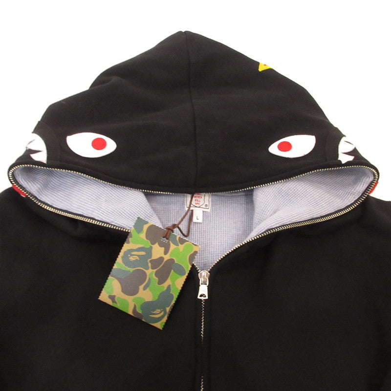 【中古】A BATHING APE | アベイシングエイプ 2ND SHARK FULL ZIP HOODIE パーカー 001ZPK701006M ブラック サイズ:L