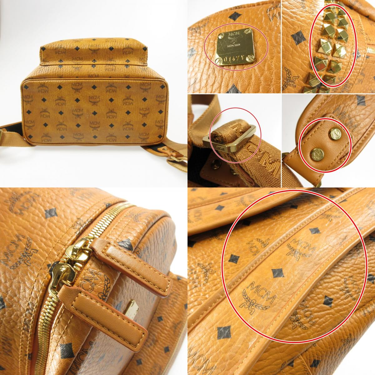 【中古】MCM | エム・シー・エム Stark Side Studs Backpack リュック・デイパック MMK65VE38CO001