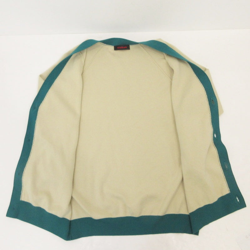 【中古】 コットンカシミヤ バイカラーVネックカーディガン カーディガン 59-02-04-02004 ベージュ サイズ:L