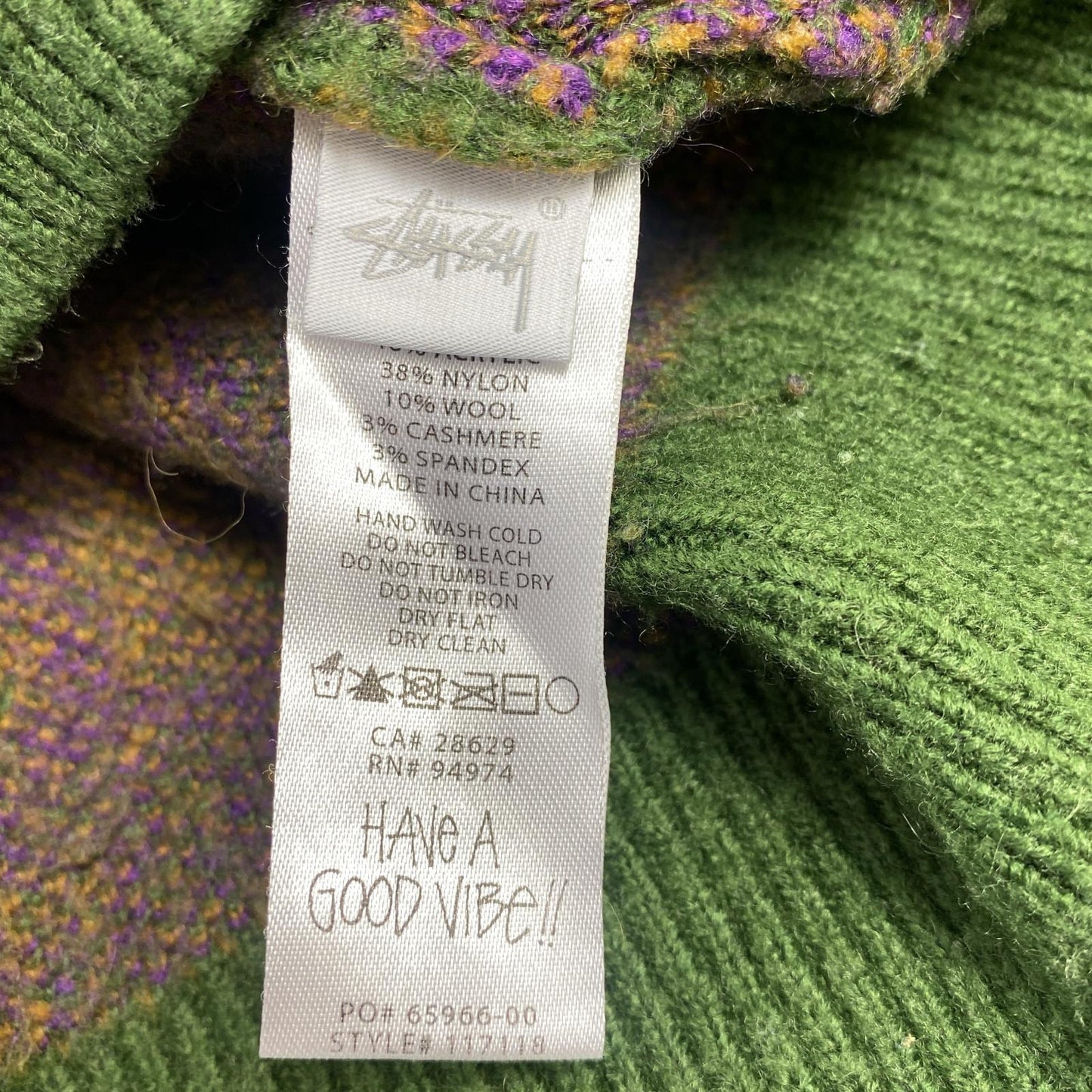 【中古】STUSSY | ステューシー PAISLEY SWEATER セーター 117118 年式:2022S/S グリーン サイズ:M