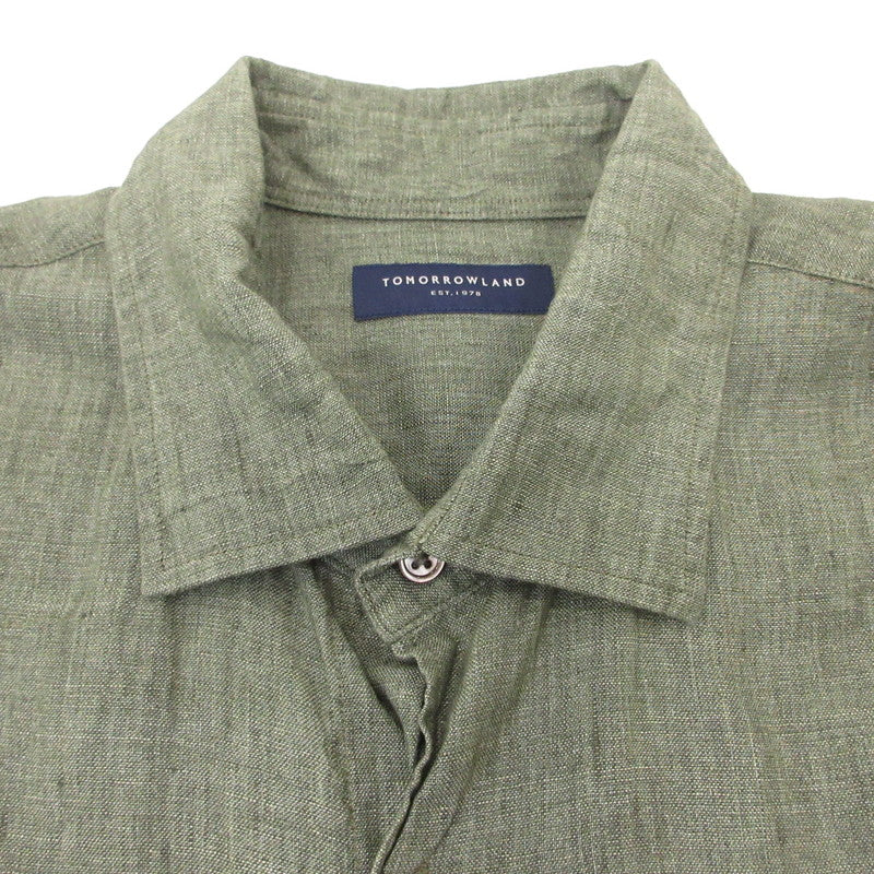 【中古】TOMORROWLAND | トゥモローランド リネンセミワイドカラーシャツ 長袖シャツ 63-01-42-01306 カーキ サイズ:M