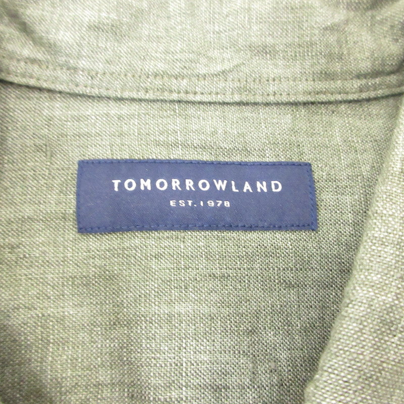 【中古】TOMORROWLAND | トゥモローランド リネンセミワイドカラーシャツ 長袖シャツ 63-01-42-01306 カーキ サイズ:M