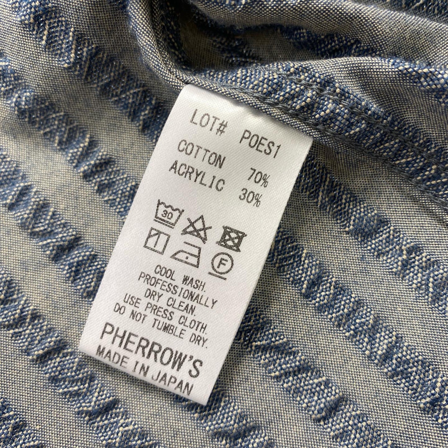 【中古】PHERROWS | フェローズ S/S OPEN COLLAR SHIRTS 半袖シャツ 22S-POES1 ブルー サイズ:38