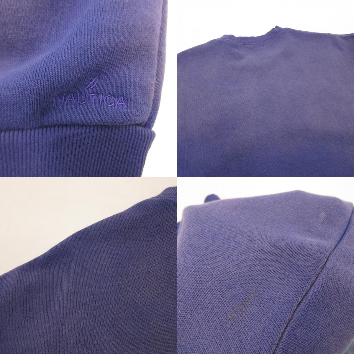 【中古】NAUTICA | ノーティカ Garment Dyed Bleach Washed Arch Logo Crewneck スウェット 243-1271 2024A/W パープル サイズ:M