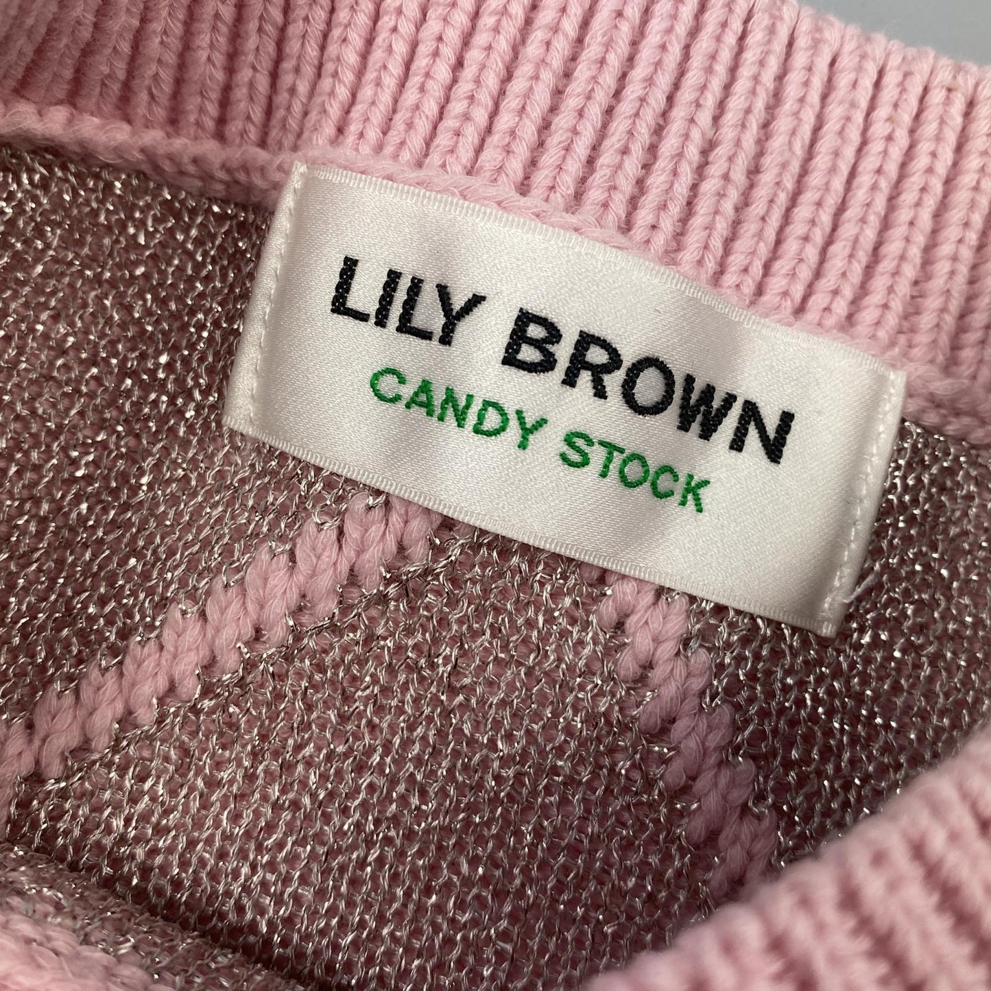 【中古】Lily Brown | リリーブラウン ビジューリボンニットトップス セーター LWNT241804 ピンク