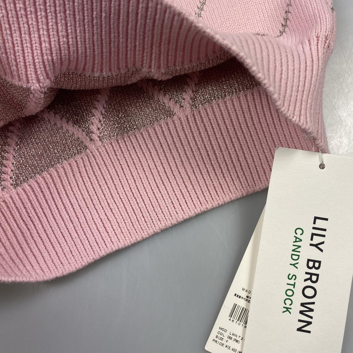 【中古】Lily Brown | リリーブラウン ビジューリボンニットトップス セーター LWNT241804 ピンク