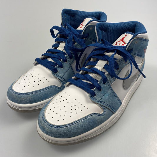 【中古】NIKE | ナイキ AIR JORDAN 1 MID SE WHITE HYPER ROYAL RED スニーカー DN3706-401 ライトブルー 26cm