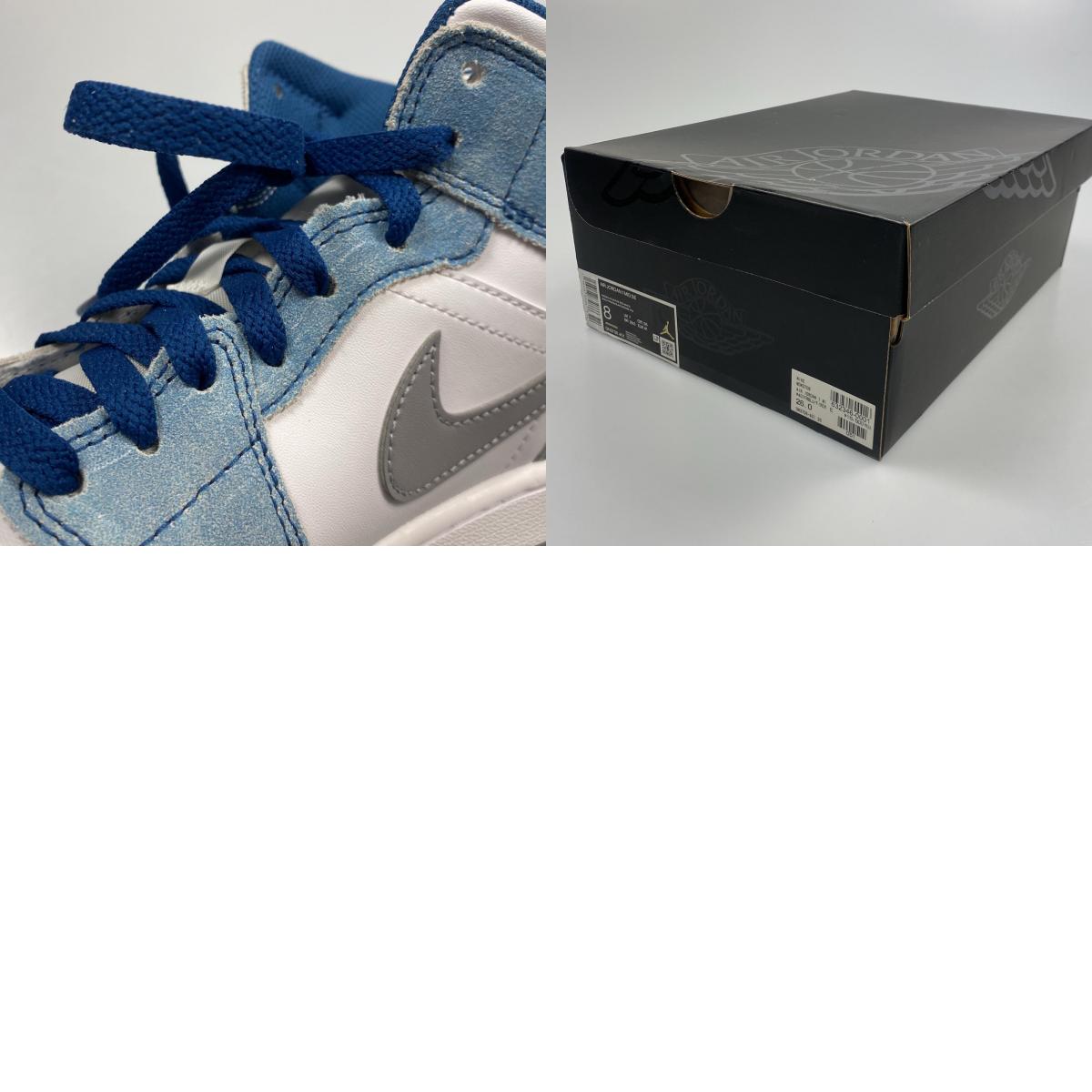 【中古】NIKE | ナイキ AIR JORDAN 1 MID SE WHITE HYPER ROYAL RED スニーカー DN3706-401 ライトブルー 26cm