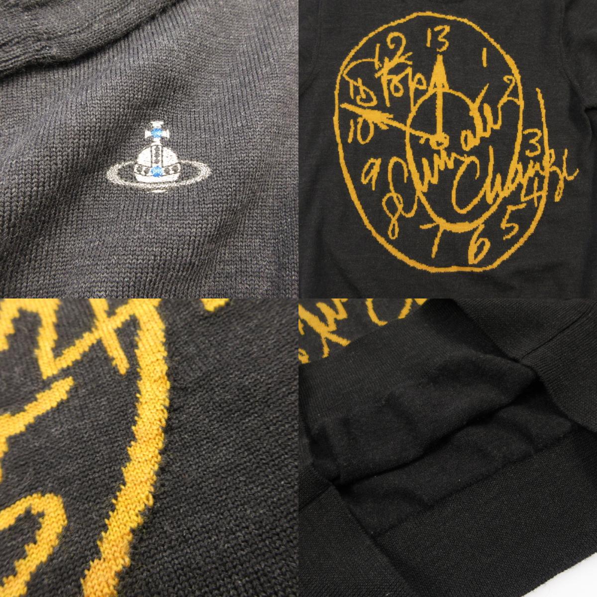 【中古】Vivienne Westwood MAN | ヴィヴィアンウエストウッドマン 時計柄 セーター 4145-6303 ブラック サイズ:46