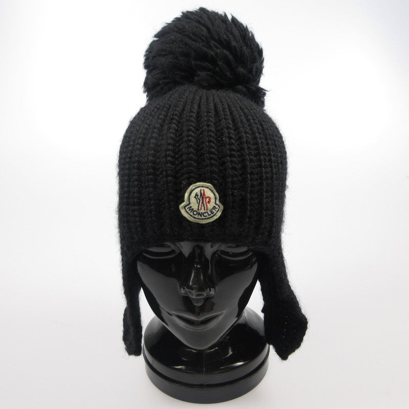 【中古】MONCLER | モンクレール ボンボン付きニット帽 ニットキャップ 102-093-00252-00 国内正規品 ブラック