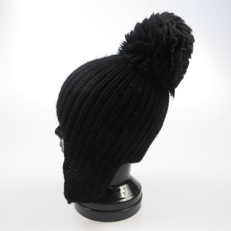 【中古】MONCLER | モンクレール ボンボン付きニット帽 ニットキャップ 102-093-00252-00 国内正規品 ブラック