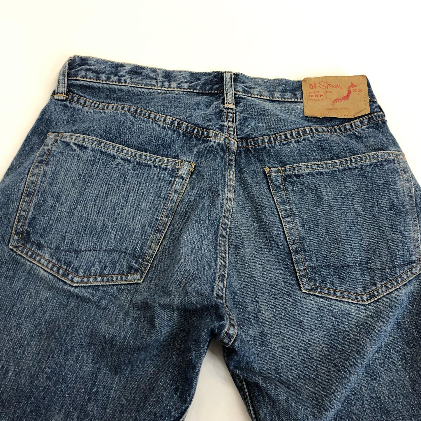 【中古】orSlow | オアスロウ 105 STANDARD SELVEDGE DENIM 2YEAR WASH デニムパンツ 01-1050-84 ブルー サイズ:S