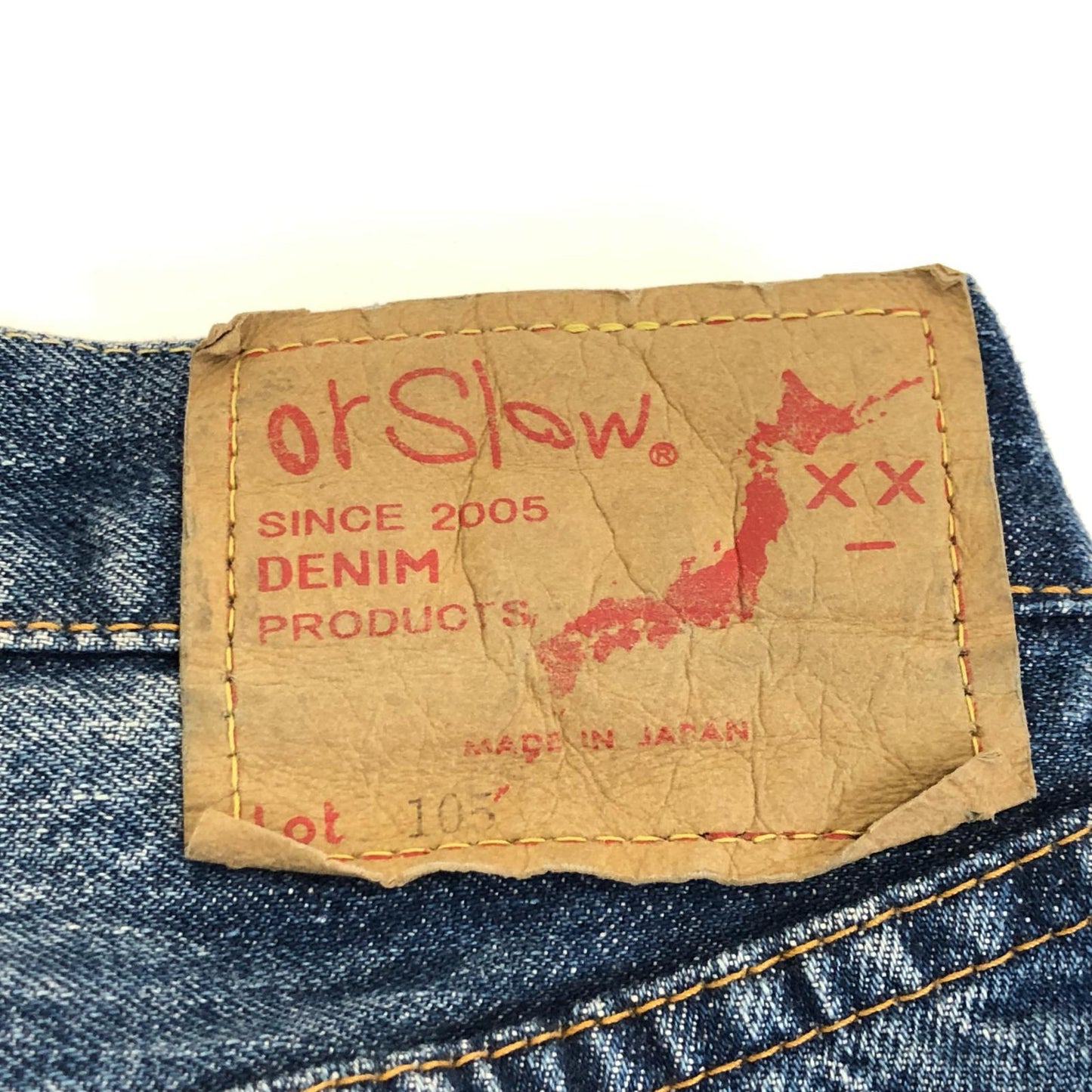 【中古】orSlow | オアスロウ 105 STANDARD SELVEDGE DENIM 2YEAR WASH デニムパンツ 01-1050-84 ブルー サイズ:S