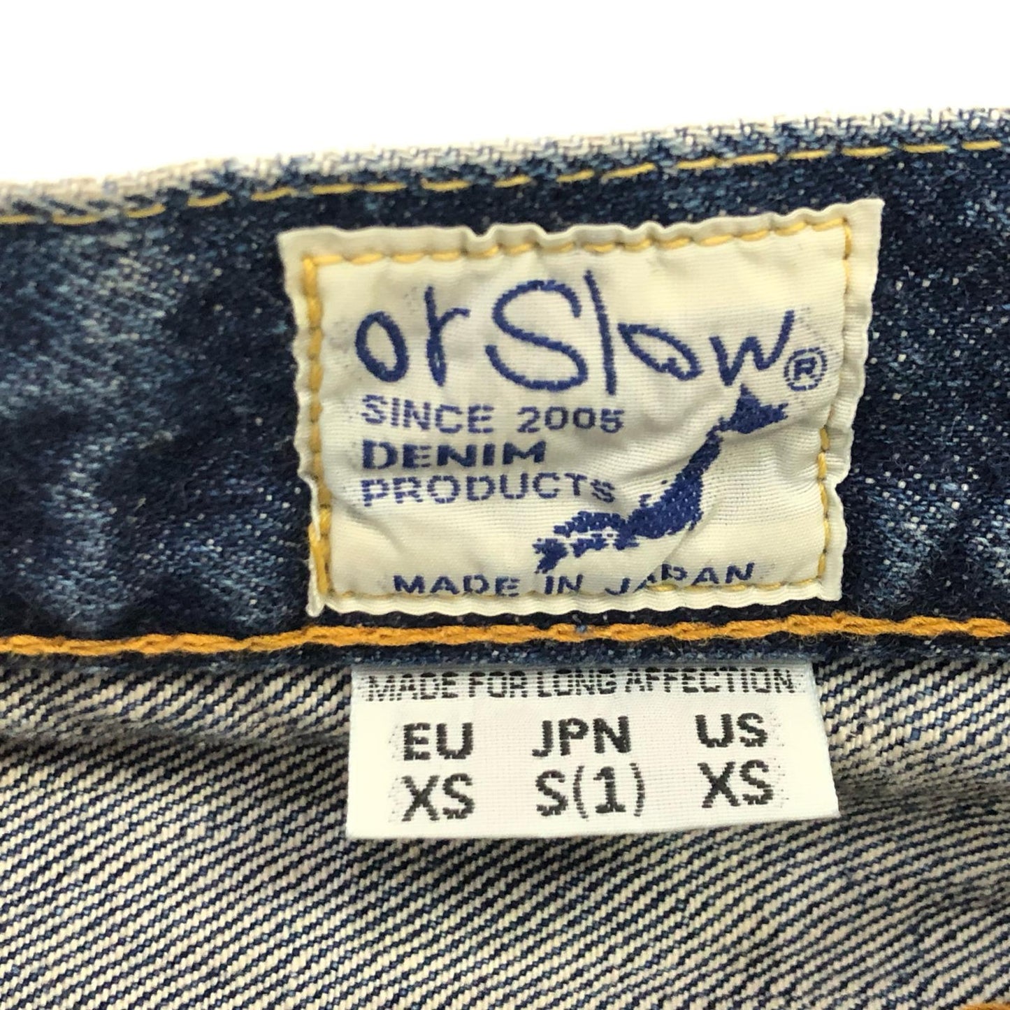 【中古】orSlow | オアスロウ 105 STANDARD SELVEDGE DENIM 2YEAR WASH デニムパンツ 01-1050-84 ブルー サイズ:S
